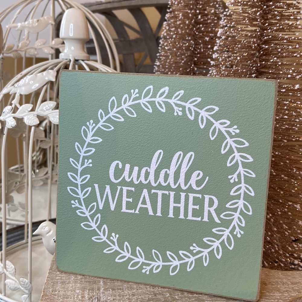 NEW! Shabby Chic Cottage Farmhouse Fall Harvest Cuddle Weather Wood Sign - Picture 5 of 7